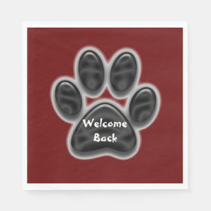 Welcome Back Paw Print Dog Lover Animal Napkin
