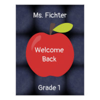 Welcome Back Red Apple with Teacher and Grade Post
