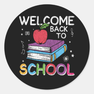 Welcome Back School First Grade Teacher Kids Crew Classic Round Sticker