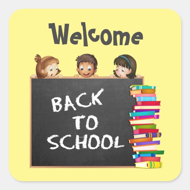 Welcome back School word art  Square Sticker (Front)