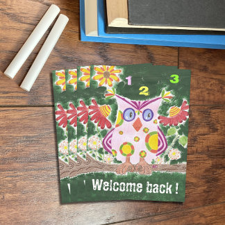Welcome back teacher owl green postcard