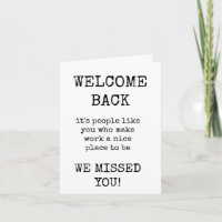 Welcome Back, Text Only, Minimalist Card