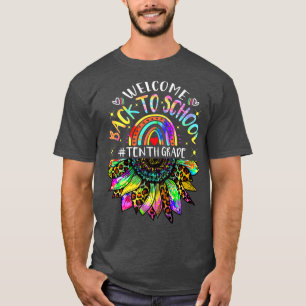 Welcome Back To School 10th Grade Tie Dye Sunflowe T-Shirt