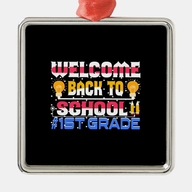 Welcome Back To School 1st Grade Metal Tree Decoration (Front)