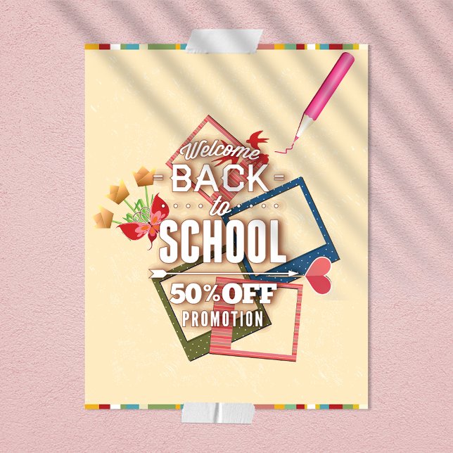 Welcome Back To School 50% Off Promotion 2 Flyer (Creator Uploaded)