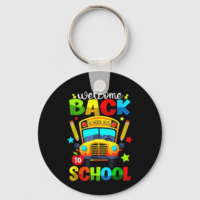 Welcome Back to School Bus 1st Day of School Key Ring (Front)