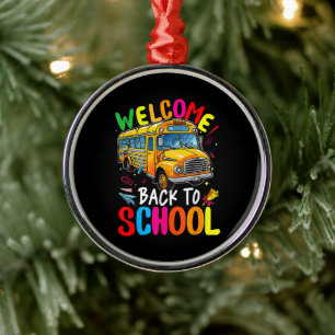 Welcome Back to School Bus 1st Day of School Metal Tree Decoration