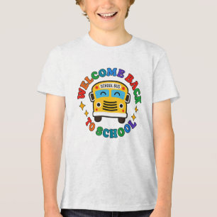Welcome Back to School Bus Cartoon Tri-Blend Shirt