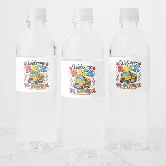 Welcome Back to School Bus Driver First Day Water Bottle Label (Bottles)