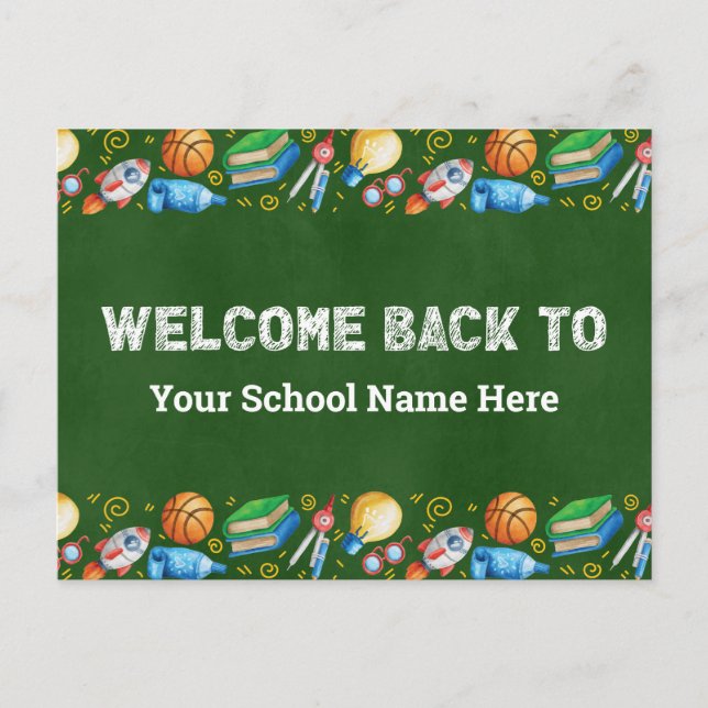 Welcome Back to School Chalkboard  Postcard (Front)