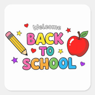 Welcome Back To School Colorful Square Stickers