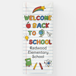 Welcome Back To School Colourful Doodles Banner