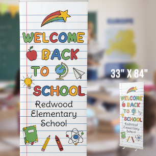 Welcome Back To School Colourful Doodles Retractable Banner