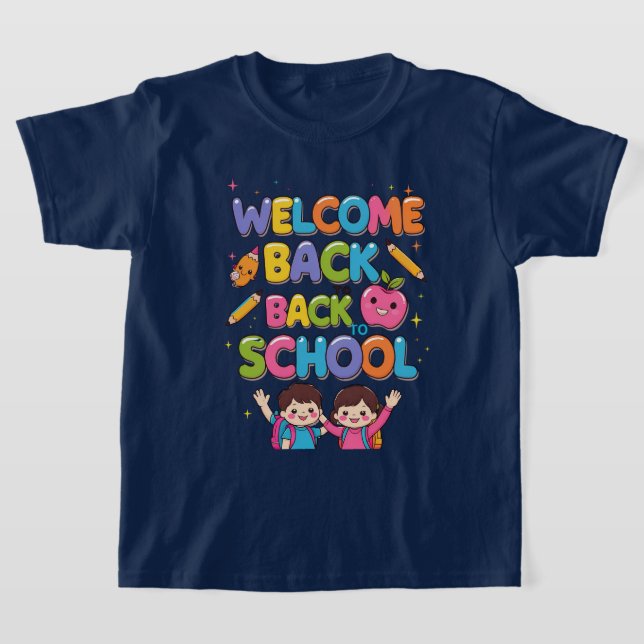 WELCOME BACK TO SCHOOL – Colourful Kids T-Shirt De (Laydown)