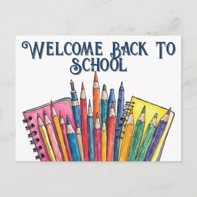 Welcome Back to School – Colourful Start Holiday Postcard (Front)