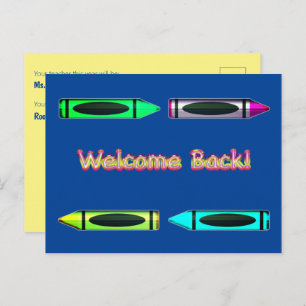 Welcome Back to School Custom Crayon Design Postcard