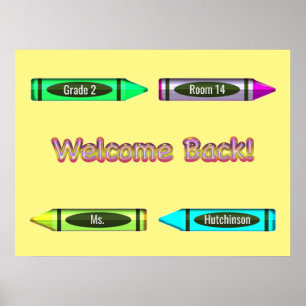 Welcome Back to School Custom Crayon Design Poster