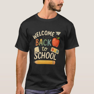 Welcome Back to School - Cute Apple Watercolor Sty T-Shirt