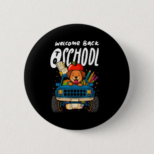 Welcome Back To School Cute Dog Monster Truck Funn 6 Cm Round Badge