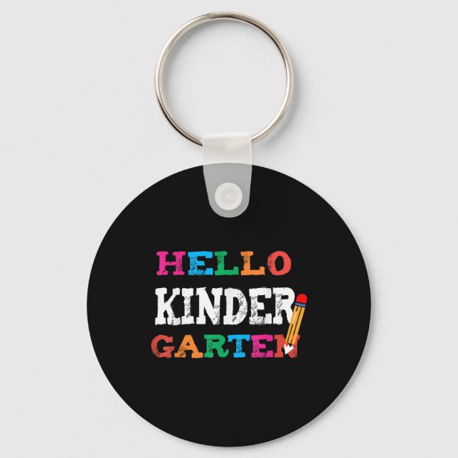 Welcome Back To School Cute Hello Kindergarten  Key Ring (Front)