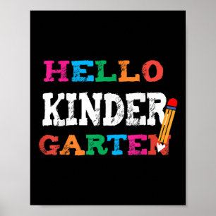 Welcome Back To School Cute Hello Kindergarten Poster