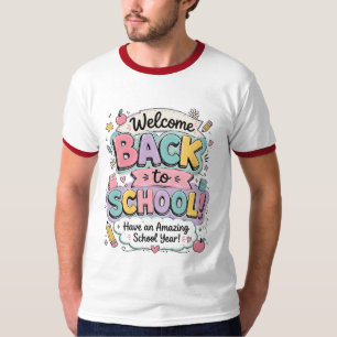 Welcome Back to School Cute Pastel Typography Ring T-Shirt