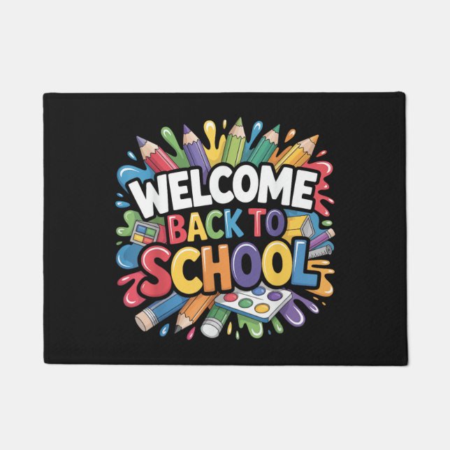 Welcome Back to School First Day of School Teacher Doormat (Front)