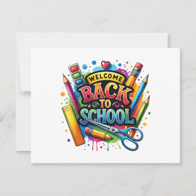 Welcome Back To School First Day of School Teacher Holiday Card (Front)