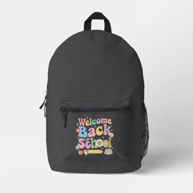 Welcome Back to School First Day of School Teacher Printed Backpack (Front)
