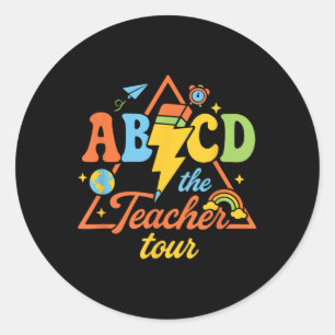 Welcome Back To School Front And Back Abcd Teacher Classic Round Sticker