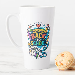 Welcome Back to School Fun Art Design Latte Mug
