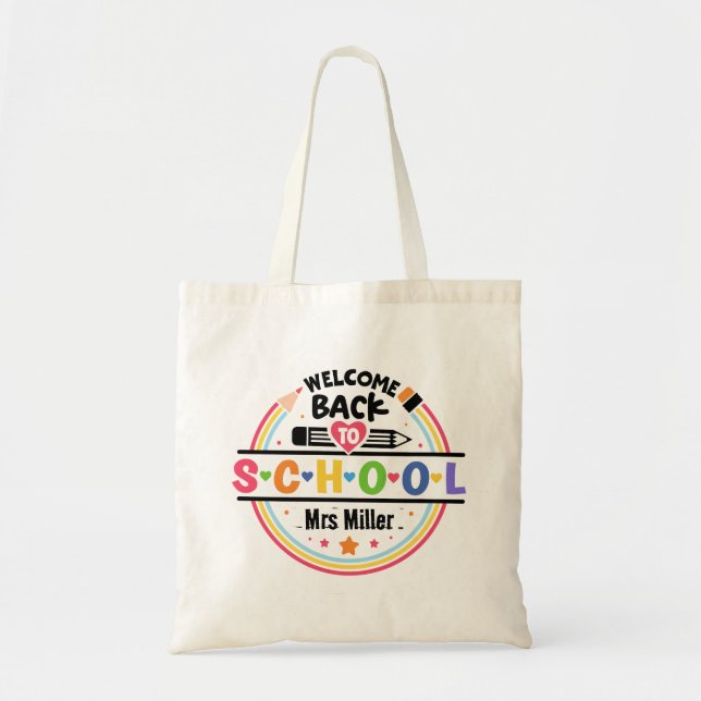 Welcome Back to School – Fun & Colourful Classroom Tote Bag (Front)