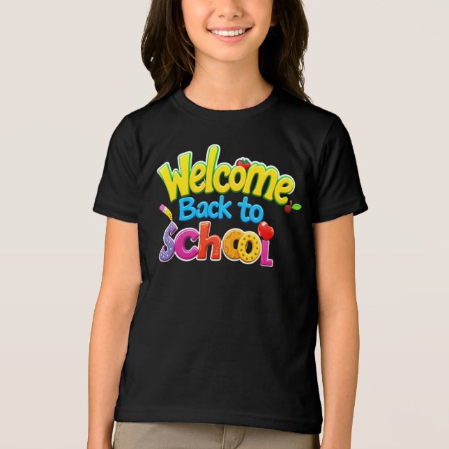 Welcome Back to School – Fun & Colourful School  Tri-Blend Shirt (Front)