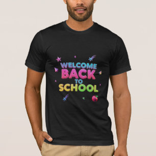 Welcome Back to School Glitter 3D Typography T-Shirt