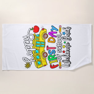 Welcome Back To School Happy First Day Teacher Bus Beach Towel
