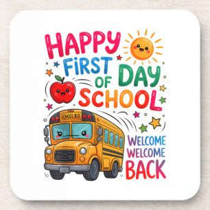 Welcome Back To School Happy First Day Teacher Bus Coaster