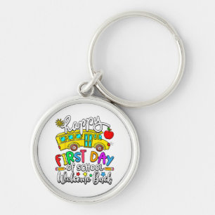 Welcome Back To School Happy First Day Teacher Bus Key Ring