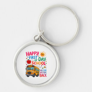 Welcome Back To School Happy First Day Teacher Bus Key Ring