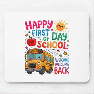 Welcome Back To School Happy First Day Teacher Bus Mouse Mat