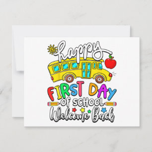 Welcome Back To School Happy First Day Teacher Bus Thank You Card