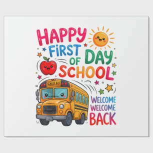 Welcome Back To School Happy First Day Teacher Bus Wrapping Paper