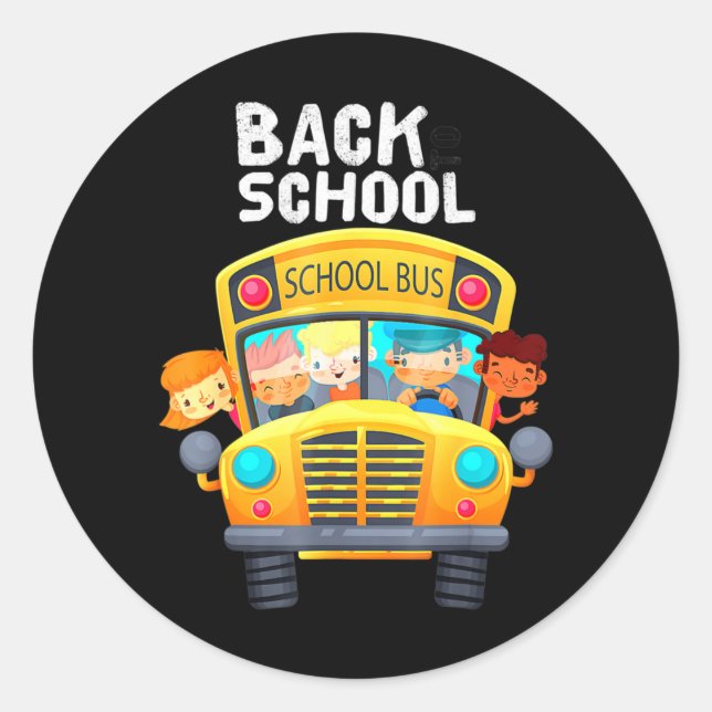 Welcome Back To School  I Love My School School Bu Classic Round Sticker (Front)