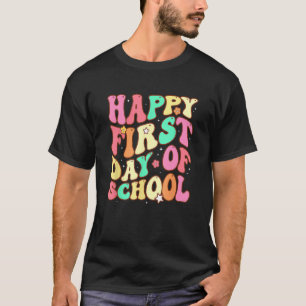 Welcome Back To School Kids Groovy Happy First Day T-Shirt