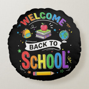 Welcome Back to School Kids Teacher First Day Round Cushion