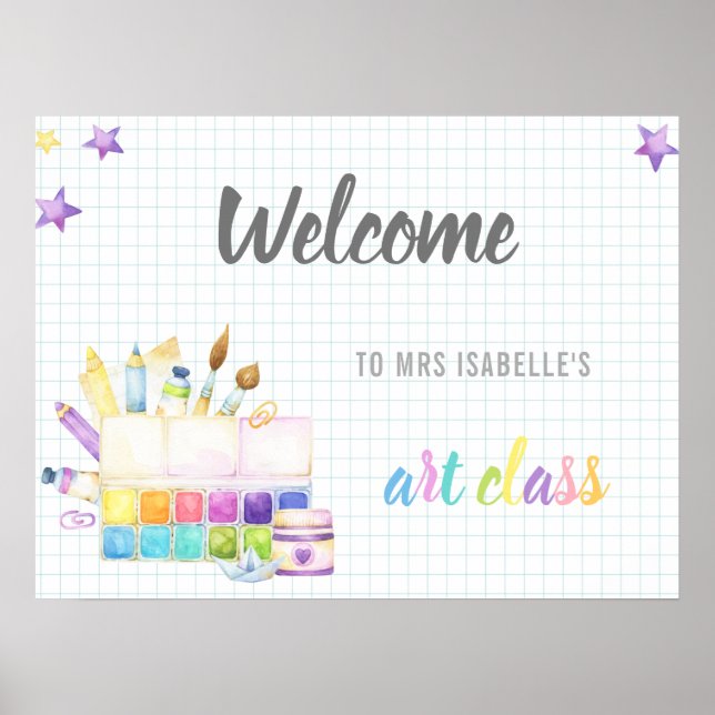 welcome back to school kindergarten art class cute poster (Front)