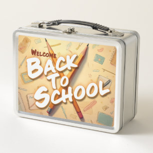 Welcome Back to School – Pencil Art Design Metal Lunch Box