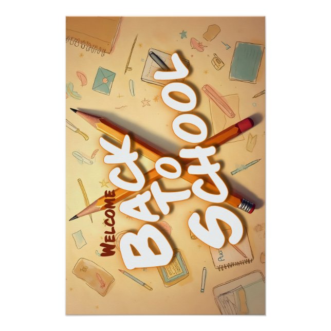 Welcome Back to School – Pencil Art Design Poster (Front)