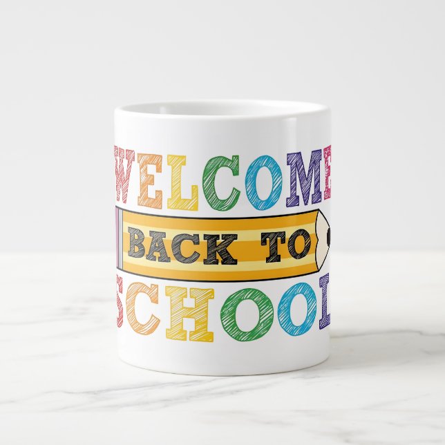 Welcome Back to School – Pencil Illustration Large Coffee Mug (Front)