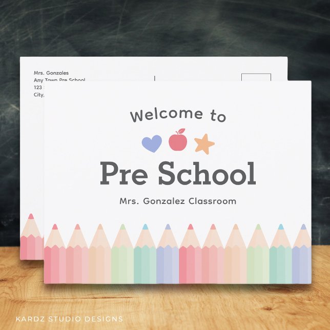 Welcome Back to School Postcard Template (Add your name and school name. Your address and message on the back.)