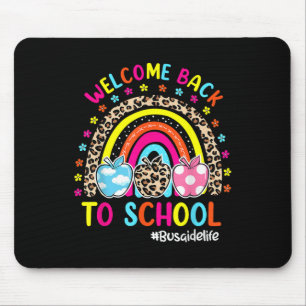 Welcome Back To School Rainbow Apple Bus Aide Life Mouse Mat